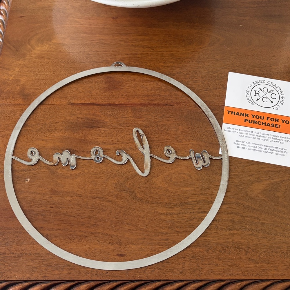Wreath Welcome script Sign insert 11.5 NEW - Picture 2 of 4